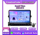 Radio Multimedia con botón para coche, Radio Multimedia con Carplay, Audio estéreo 2Din, vídeo Android, 2 + 32GB, 10 pulgadas, para Suzuki Vitara 2005-2015