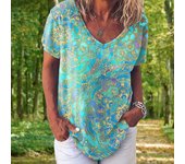 Camiseta a la moda para mujer, camisetas con estampado Floral 3d, camisetas con cuello en V, ropa femenina de manga corta, camiseta de talla grande para verano, ropa para mujer XL