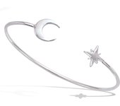 Les Trésors De Lily [R1713] - Bracelet argent ouvert 'Cléopatra' argenté (rhodié) - 58 mm- 10 mm plata