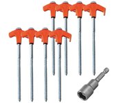 8 clavijas para acampar con taladro con enchufe hexagonal, tornillos en espiral de alta resistencia, estacas para carpas de alta resistencia, clavijas para carpas de atornillar negro