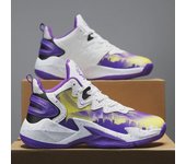 Zapatillas de baloncesto altas para hombre (2024): cómodas, transpirables y con estilo para padres e hijos. 35 blanco/púrpura