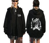 Korn-sudaderas con cremallera para hombre y mujer, sudaderas de la gira mundial de banda de Rock, ropa informal estilo Hip Hop, chaqueta con cremallera, ropa polar de manga larga Y2K 3XL