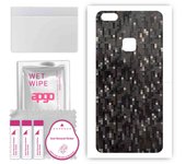 apgo Protective Skin Sticker for the back compatible with Huawei P10 Lite, Wrap Film, Foil, Vinyl - Pattern Carbon Black Pixel