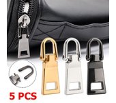 Kit de reparación de cremalleras extraíbles de 5 piezas, repuesto para hebilla rota, bolsa de viaje, cabezal de cremallera para maleta, artesanía de costura DIY 5 PCS negro
