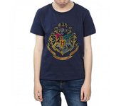 Harry Potter Camiseta de algodón con escudo de Hogwarts para niños 12-13 azul marino