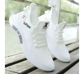Zapatos de verano Flyknit de malla transpirable, zapatos blancos pequeños versátiles para hombres, zapatillas casuales ligeras de suela suave 44 blanco