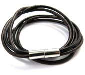 Les Trésors De Lily [M2571] - Pulsera mixta 'Peaceful' negro marrón (2 vueltas - 3 filas) marrón