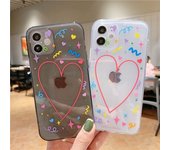 Funda de teléfono transparente Love Heart para Iphone 11 12 Pro Mini X Xs Max Xr, funda trasera de Tpu transparente y suave para Iphone 7 8 Plus For Xs Max