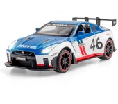 Juguete modelo de coche fundido a presión Nissan GTR a escala 1/24, vehículo de juguete con sonido y luz para niños pequeños y niñas, colección de regalos 1/24-19.8x8.5x6cm blanco