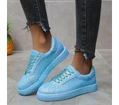 Zapatos vulcanizados de moda para mujer, con cordones, informales, de talla grande, planos, a la moda, con plataforma, deportivos 35 plata
