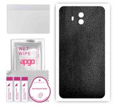 apgo Protective Skin Sticker for the back compatible with Huawei Mate 10, Wrap Film, Foil, Vinyl - Pattern Black Leather