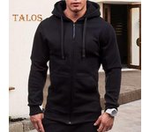 Chaqueta de otoño-invierno para hombre, con capucha, cordón ajustable, cremallera, mangas largas, color liso, cárdigan, puños elásticos, bolsillos, chaqueta con capucha de longitud media M gris claro