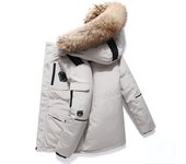 Chaqueta de plumón de pato blanco de herramientas de longitud media para hombre de invierno XL negro