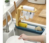 Escurridor para fregadero ajustable, estante de almacenamiento telescópico, escurridor, estante para piscina, estante para lavar platos, accesorios de cocina, 1 ud. azul