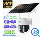 Cámara de video para exteriores con Sim 4G, solar, 8 MP, 4K, Wifi, visión nocturna, audio bidireccional, PIR, CCTV, seguimiento inteligente por inteligencia artificial, cámaras IP con panel solar WIFI Camera