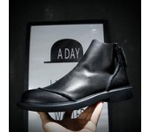 2024 Zapatos de invierno para hombre, botas Chelsea de piel auténtica, zapatos de marca de moda, botas cálidas de felpa para hombre, botas planas antideslizantes negras 39 negro