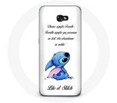 Coque pour Samsung Galaxy A8 2016 Lilo et Stitch Ohana Citation Blanc