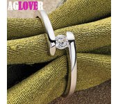 Anillo de Plata de Ley 925 con circonita AAAAA Simple, joyería MR035-7#