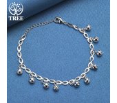 Joyería de la pulsera de la cadena de Bell de la bola del grano de la plata esterlina 925 20cm