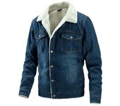 Chaqueta de invierno para hombre, chaqueta vaquera cálida de felpa, tendencia de moda, ropa para hombre M negro