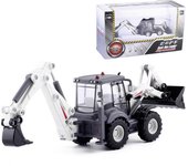 Coche de juguete fundido a presión de metal a escala 1/50, aleación de inercia, modelo anticaída, excavadora multifuncional de 4 ruedas, conjunto de vehículos de ingeniería, coches de juguete, camiones, Navidad 1/50-Size:23*4.7*7.5cm blanco