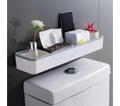 Armario de almacenamiento para baño, estante para colgar en la pared, artefacto multifuncional sin agujeros, encima del estante del inodoro, organizador de estante blanco negro