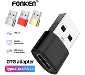 FONKEN Adaptador convertidor USB a tipo c Enchufe USB 2.0 Mini computadora portátil Convertidores de teléfonos móviles Plata y Negro negro