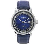 Reloj Zeppelin LZ126 Los Angeles GMT con correa de piel y esfera azul, automático, 76683, para hombre azul