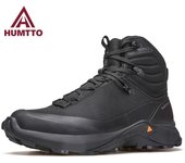 HUMTTO Botas de invierno para hombre, botines de goma con plataforma para trabajo para hombre, zapatillas de deporte negras para exteriores, zapatos de seguridad para el trabajo antideslizantes y transpirables de diseñador de lujo 39