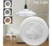 Ventilador con luz LED 2 en 1 con modo de tres velocidades, lámpara LED con cuentas E27, luz de ventilador con tornillo, Control remoto, Control de pared, luz de dormitorio, ventilador de techo 3 mode blanco