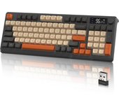 ATTACK SHARK x FREE WOLF M96 Gaming Inalámbrico Doble Modo Inalámbrico PBT Patchwork Ball RGB 96 Teclas con Perilla de Volumen y Batería Electrónica de Larga Duración iOS
