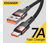 Essager-Cable USB tipo C 7A para Realme Huawei P30 Pro, Cable de carga rápida de 66W, cargador de USB-C, Cable de datos para Samsung Oneplus Poco F3 0.5M negro