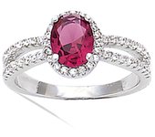 Bague argent 'Sissi' rubis argenté (rhodié) - 10x8 mm 60