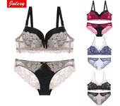 Nuevo 2022 Conjunto de sujetador de perspectiva de encaje sexy Push Up Conjunto de lencería sexy Copa AB Conjunto de bragas y sujetador 75B beige