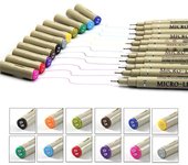 Juego de 12 rotuladores de punta fina Micro-Line de 0,5 mm, punta fina, resistentes al agua, para diarios artísticos, ilustraciones técnicas y manga