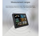 Estación meteorológica inteligente FJ3566M con reloj Medidor de temperatura y humedad interior y exterior negro