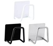 Soporte para esponjas de cocina, escurridor de acero inoxidable para fregadero, soporte de almacenamiento autoadhesivo, ganchos de pared, organizador de cocina blanco
