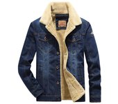 Chaqueta vaquera para hombre, nueva, acolchada de algodón, informal, versátil, holgada, de gran tamaño, chaqueta gruesa de terciopelo para hombre M azul claro