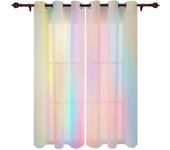 Cortinas con efecto arcoíris rosa y resplandor matutino para la decoración de ventanas de la sala de estar del hogar, cortinas de lujo para la cocina y el dormitorio W50 X H130(CM)X2&Hook