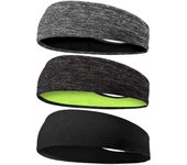 Banda para el sudor para hombres y mujeres, bandas elásticas deportivas para el cabello, banda para la cabeza, diademas para yoga, tocados, accesorios deportivos para el cabello, banda de seguridad negro