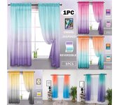 1 unidad de cortinas para ventana de tul degradado moderno para sala de estar, cortina de gasa transparente de hilo de Organza de Color 3D para decoración de cortinas de cocina y dormitorio W100xL200cm 1pc