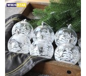 6 bolas de nieve transparentes para Navidad, colgantes para decoración de árboles de Navidad, adornos transparentes para colgar, Navidad A