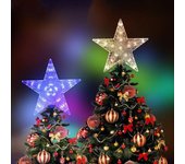 Estrella para árbol de Navidad con luz LED, forma creativa, Plug-Play, IP65, resistente al agua, brillante, estrella de cinco puntas, adorno para árbol de Navidad EU azul