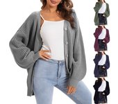 Moda Otoño e Invierno nuevo suéter de punto para mujer suéter de un solo pecho suéter suelto chaqueta cárdigan 3XL blanco