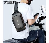 Bolso de pecho antirrobo con bloqueo de contraseña para hombre, bolso de mensajero, bolso de motocicleta para deportes de ocio, mochila de moda de un solo hombro One Size