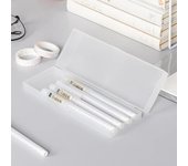 Estuches para lápices, para la escuela, la oficina, sencillos, de plástico transparente mate, con bolígrafos blancos esmerilados, para guardar artículos de papelería.