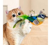 Juguete interactivo para gatos con forma de pájaro que canta, pájaro eléctrico de peluche activado por tacto, juguete para gatos y perros de interior D