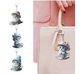 Colgante de acrílico con forma de gato de dibujos animados, adorno colgante de alta durabilidad, fácil de colgar, decorativo, para espejo retrovisor de coche, llavero colgante A