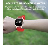 Reloj electrónico deportivo con pantalla Digital LED, sincronización precisa, elegante reloj de pulsera con correa de silicona para hombres y mujeres rojo