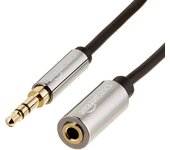 Cable alargador de audio estéreo AmazonBasics AUX x negro compatible con altavoces de 3,5 mm y 7,6 m